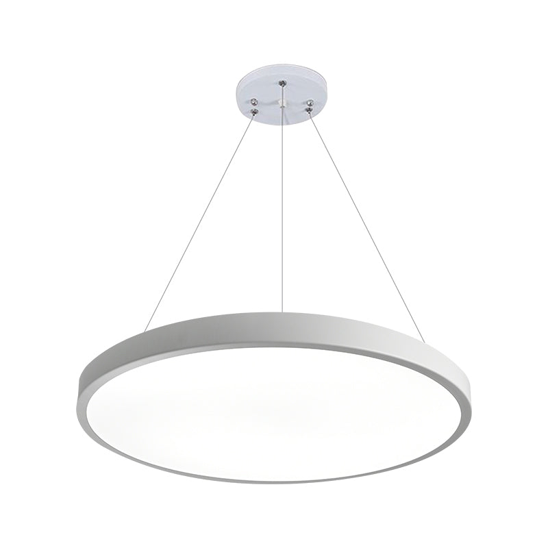 16"/19.5" Wide Plate Hanging Lamp Modern Metal Led White Ceiling Pendant Light for Office in White Light/Remote Control Stepless Dimming/Third Gear