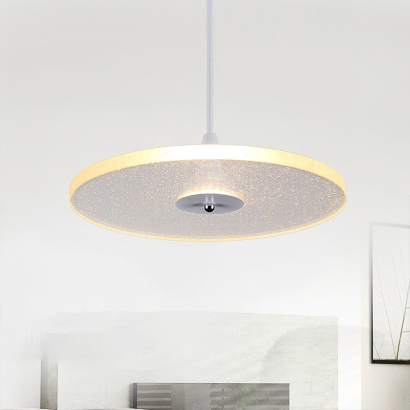 Iluminación colgante redonda de 12 "/16" de ancho Cristal moderno 1 Lámpara de colgación blanca LED para sala de estar