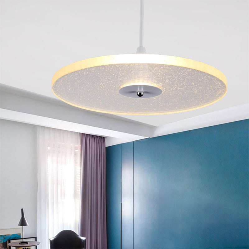 Iluminación colgante redonda de 12 "/16" de ancho Cristal moderno 1 Lámpara de colgación blanca LED para sala de estar