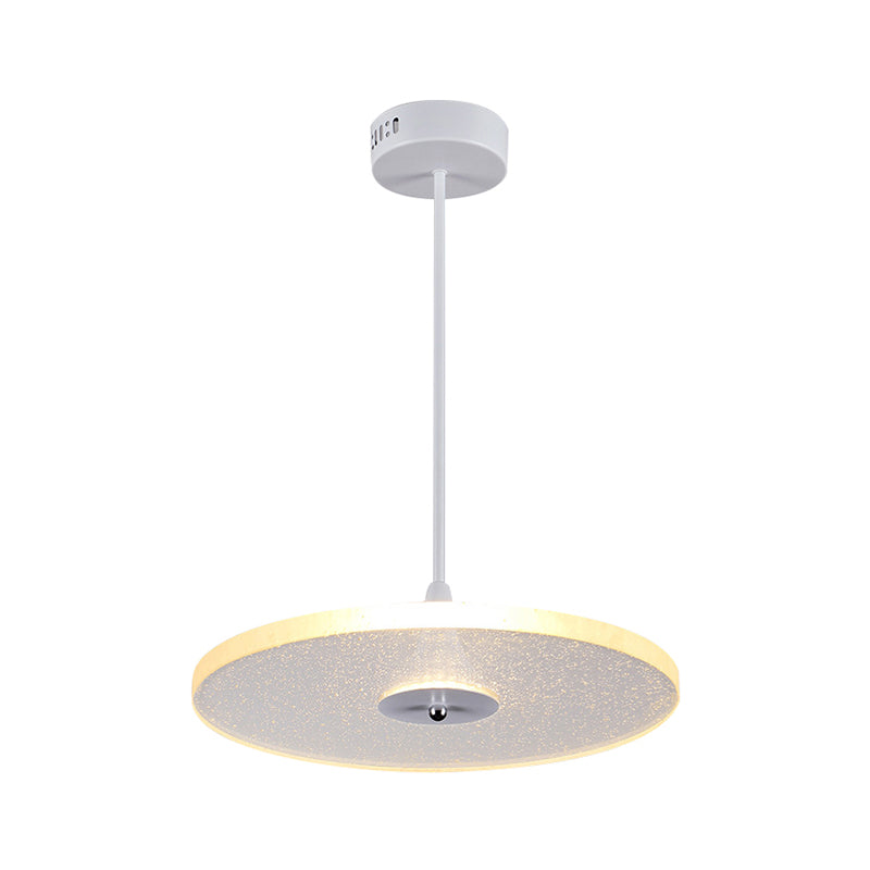 Iluminación colgante redonda de 12 "/16" de ancho Cristal moderno 1 Lámpara de colgación blanca LED para sala de estar