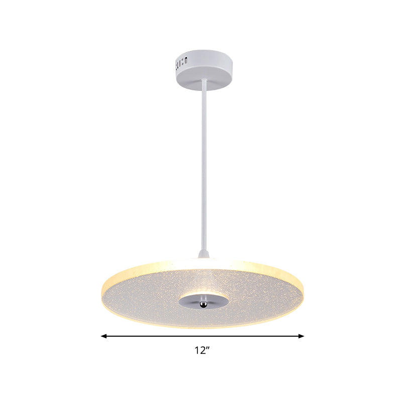 Iluminación colgante redonda de 12 "/16" de ancho Cristal moderno 1 Lámpara de colgación blanca LED para sala de estar