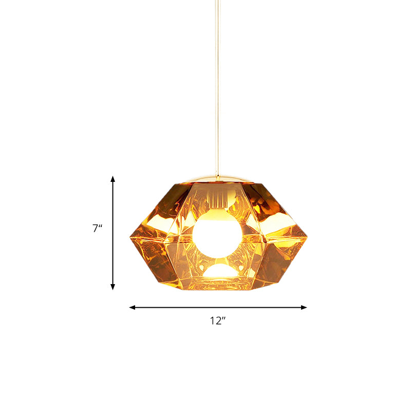 Diamond Anhänger Beleuchtung postmodernes Glas 1 Licht klar/bernsteinfarben