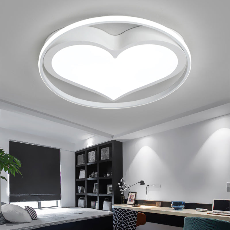 Modern Circular Ceiling Lamp with Loving Heart Acrylic Metal Flush Ceiling Light for Living Room