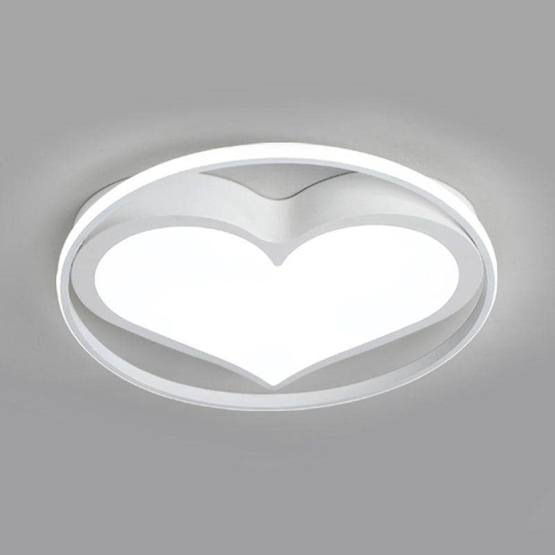 Modern Circular Ceiling Lamp with Loving Heart Acrylic Metal Flush Ceiling Light for Living Room