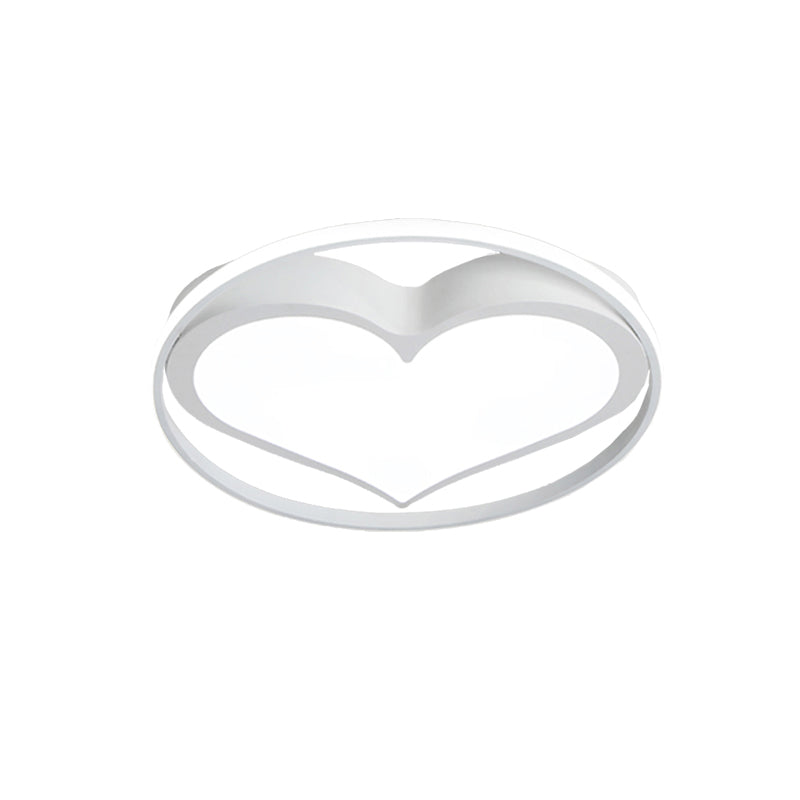 Modern Circular Ceiling Lamp with Loving Heart Acrylic Metal Flush Ceiling Light for Living Room