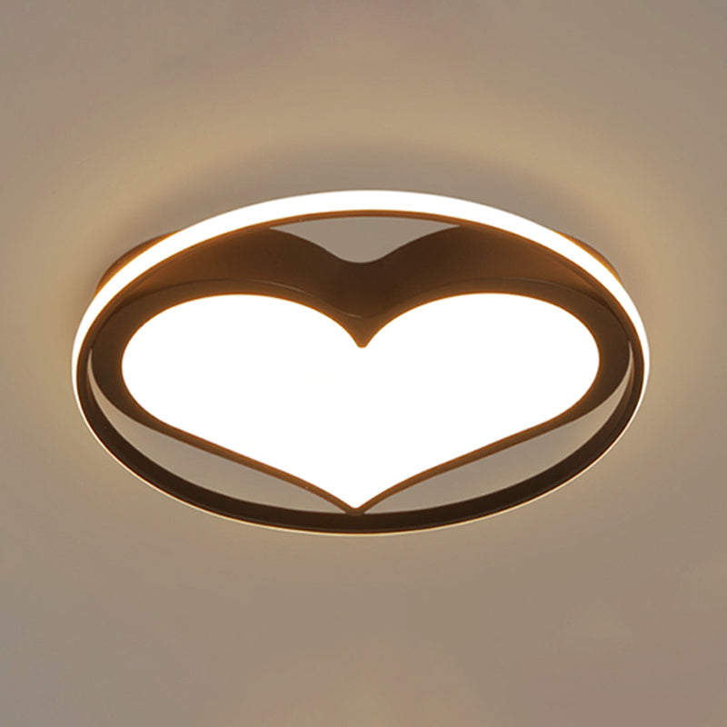 Modern Circular Ceiling Lamp with Loving Heart Acrylic Metal Flush Ceiling Light for Living Room