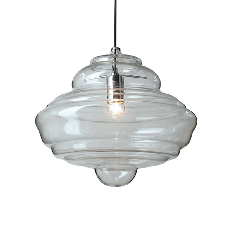 Spool contemporaneo/a sospensione Luce a sospensione Clear/Blu Fuffle Glass 1 Luce Luce a soffitto appeso