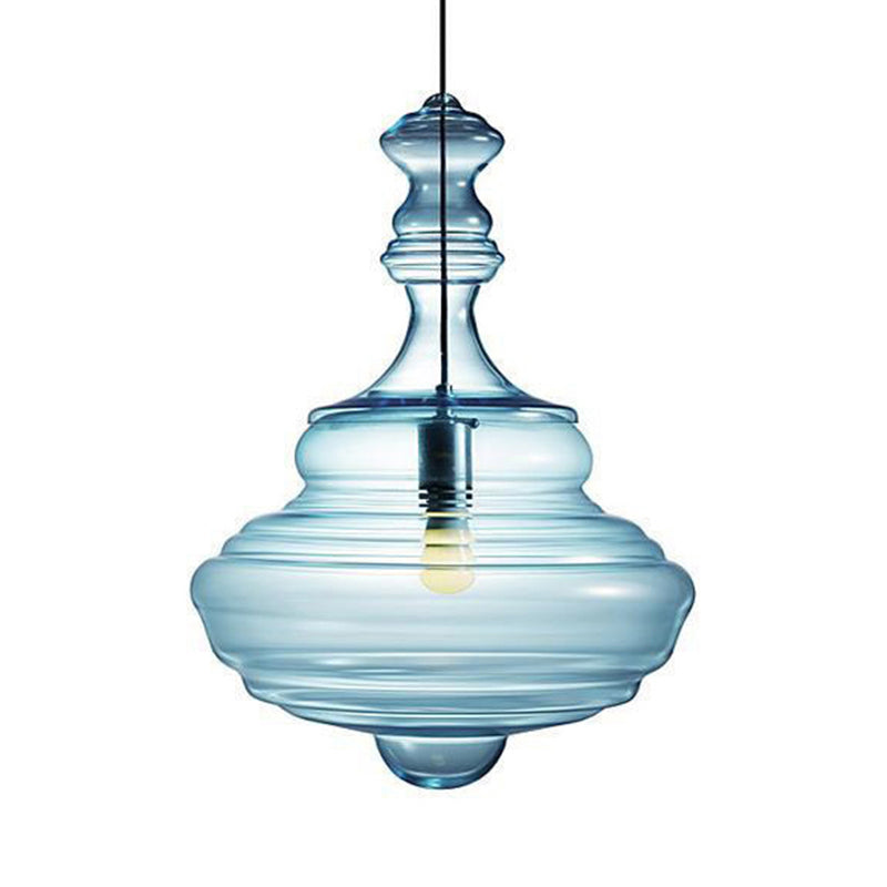 Spool contemporaneo/a sospensione Luce a sospensione Clear/Blu Fuffle Glass 1 Luce Luce a soffitto appeso
