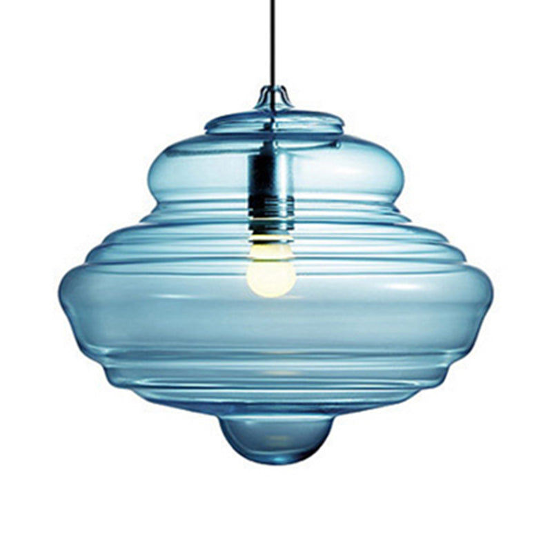 Spool contemporaneo/a sospensione Luce a sospensione Clear/Blu Fuffle Glass 1 Luce Luce a soffitto appeso