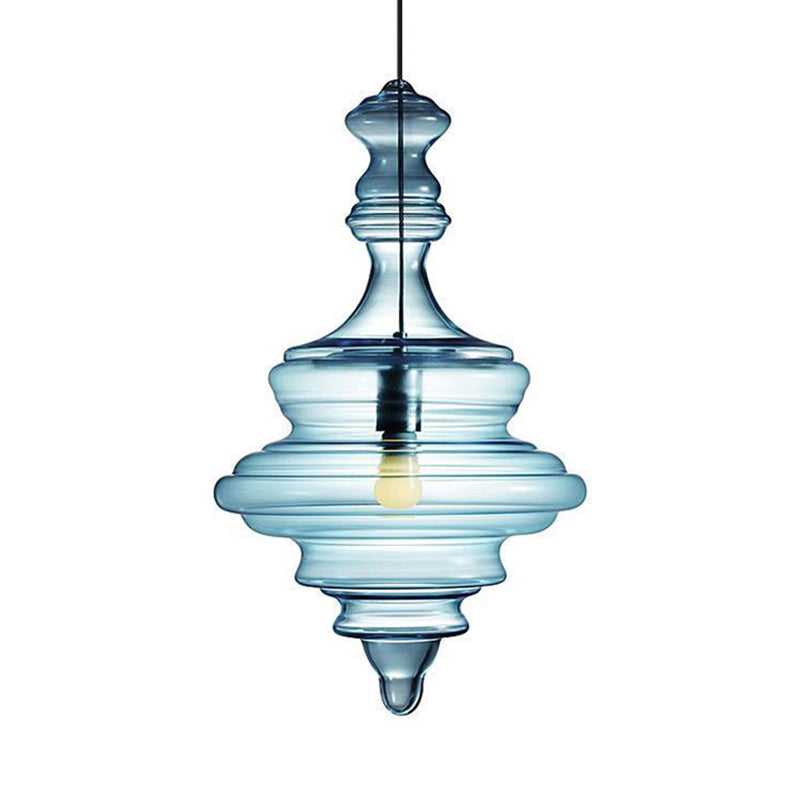 Spool contemporaneo/a sospensione Luce a sospensione Clear/Blu Fuffle Glass 1 Luce Luce a soffitto appeso