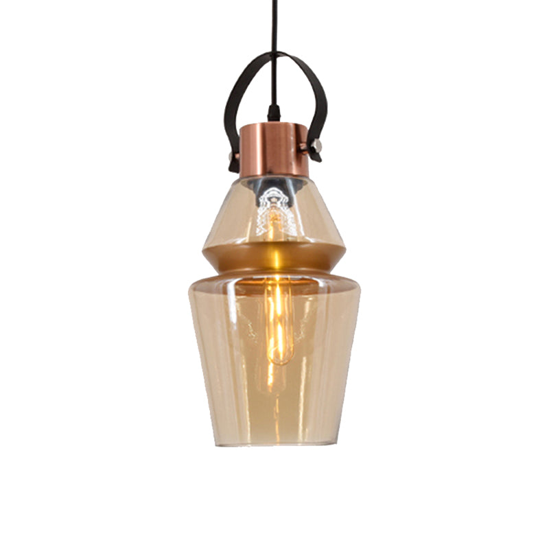 Iluminación colgante de vidrio de calabaza/cono Modernista 1 Cosco de techo colgante de color marrón claro para comedor
