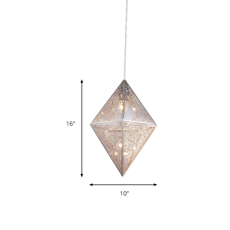 1 iluminación colgante de bulbo con luz de techo colgante de cromo posmoderno de diamante, 10 "/14" W