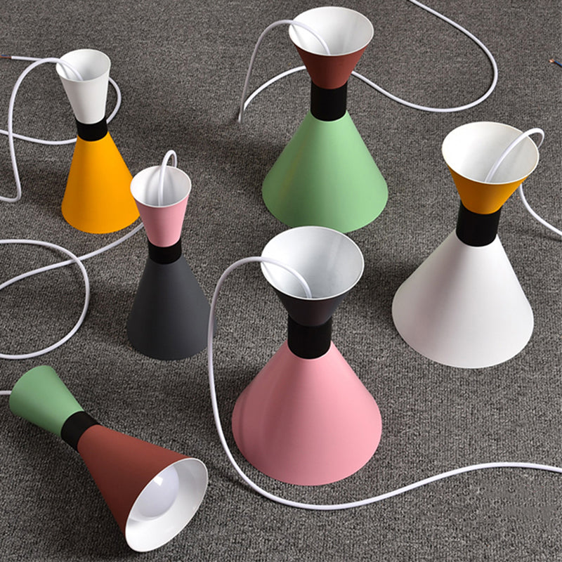 Nordic Style 1 Light Anhänger Beleuchtung mit Metallschatten weiß/rosa/grün -Sandglas -Suspension Licht