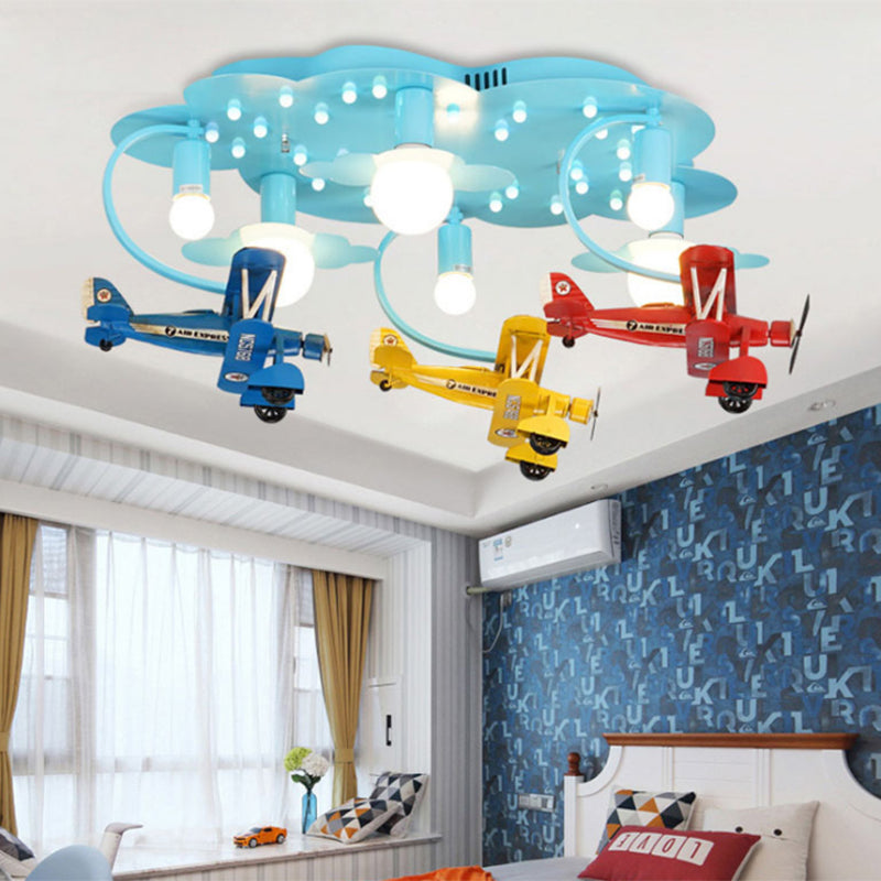 Modern Vivid Glider Ceiling Light 6 Lumières Metal Semi-Flush Mount Light for Baby Bedroom