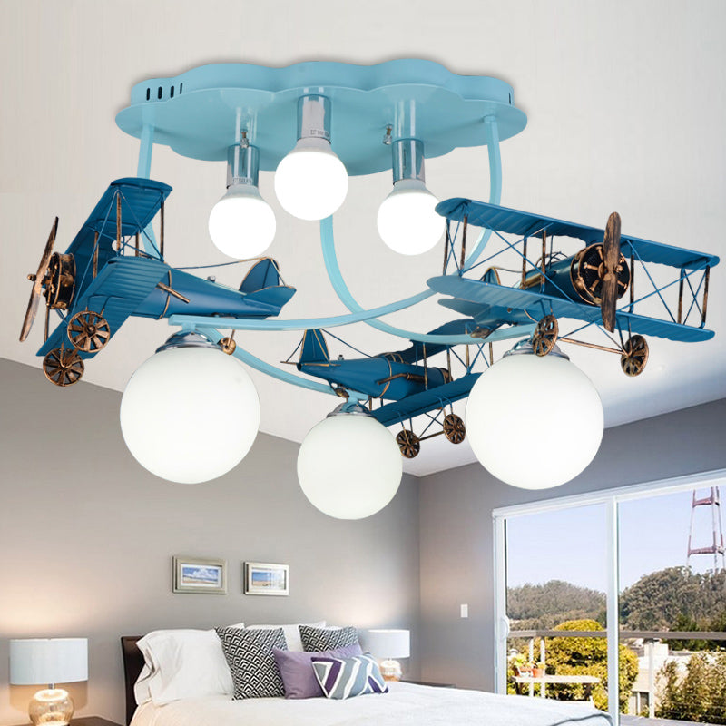 Modern Vivid Glider Ceiling Light 6 Lumières Metal Semi-Flush Mount Light for Baby Bedroom