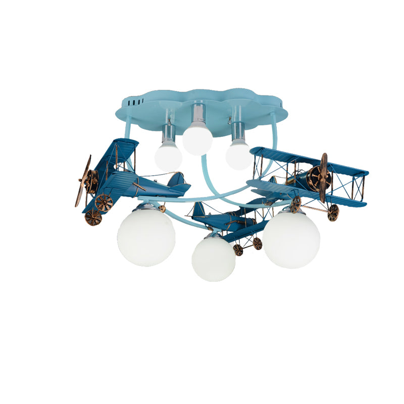 Lámpara de techo moderna con diseño de planeador, 6 luces, lámpara de montaje semiempotrado de metal para dormitorio de bebé