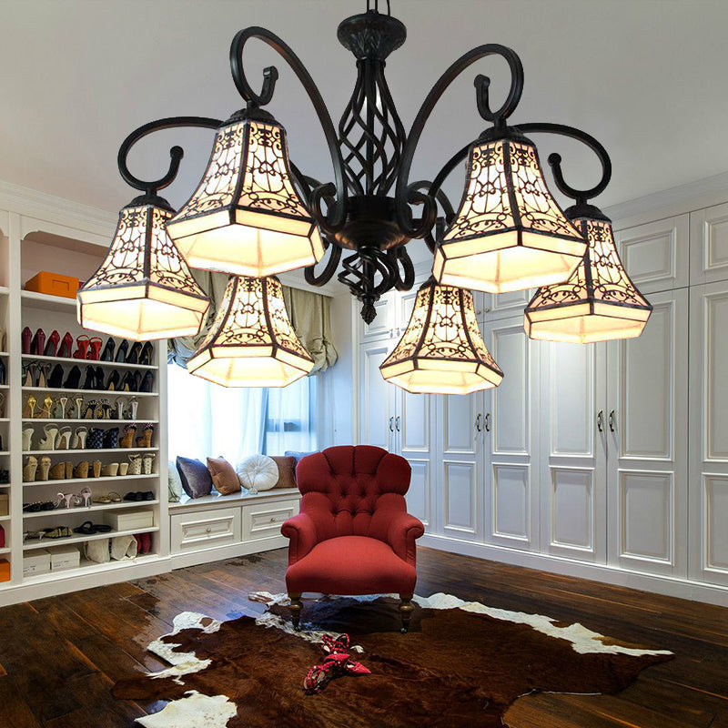 Bell kroonluchter verlichting met hekontwerpstijl stijl multi -light indoor verlichting voor woonkamer