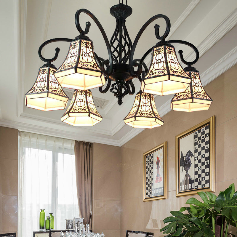 Bell Chandelier Lighting with Fence Design Lodge Style Multi Light Indoor Lighting for Living Room