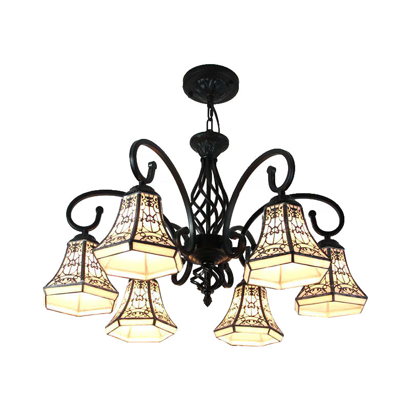 Bell Chandelier Lighting with Fence Design Lodge Style Multi Light Indoor Lighting for Living Room