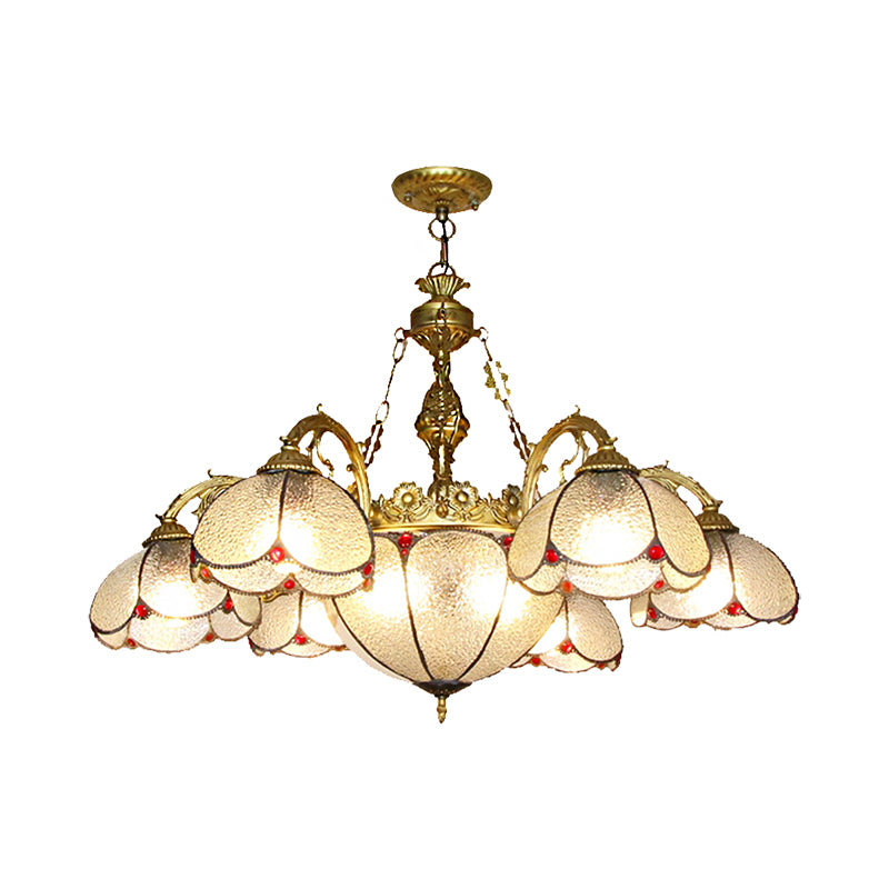 Floral Chandelier Lighting Rustic 6 Lights Dimpled Clear Glass Pendant Lighting for Hallway