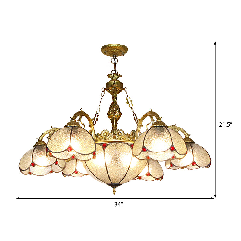 Floral Chandelier Lighting Rustic 6 Lights Dimpled Clear Glass Pendant Lighting for Hallway