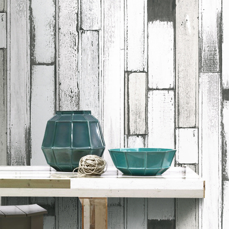 Waterproof Reclaimed Wood Wallpaper Roll PVC Cottage Wall Art for House Interior