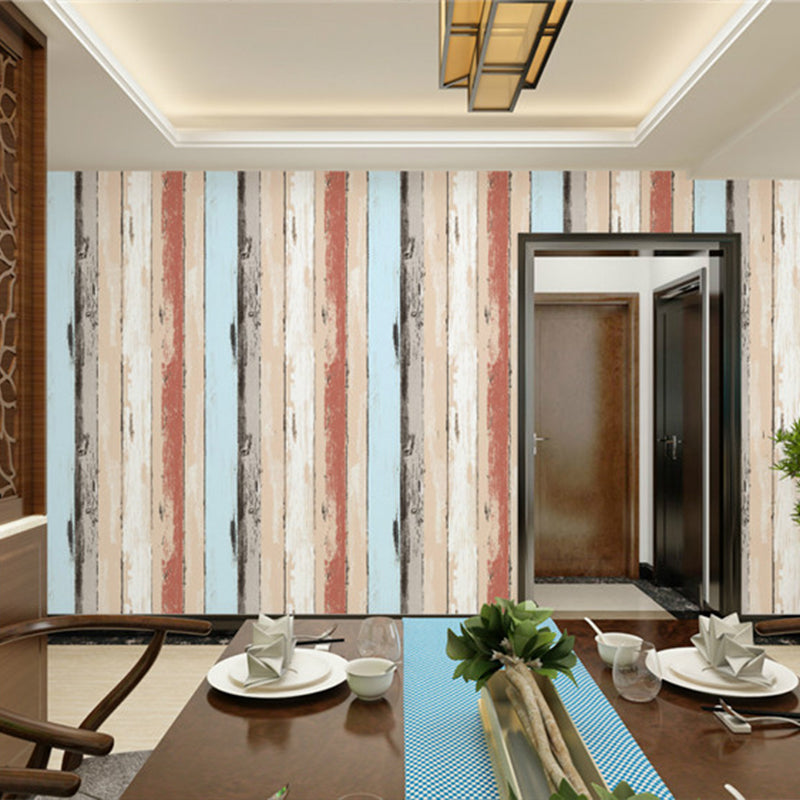 Striped Wallpaper Roll Rust Bright Reclaimed Wood Wall Covering in Multi-Color, 57.1-sq ft