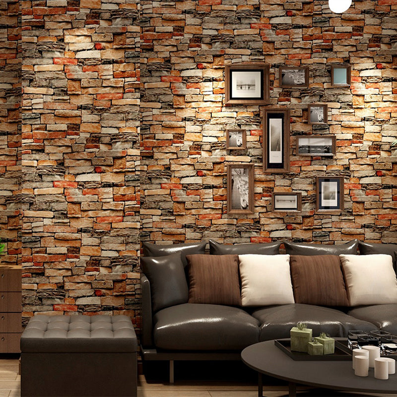 Colorful Brick Wallpaper Roll Industrial Smooth Wall Art for Cloth Shop, Peel and Stick