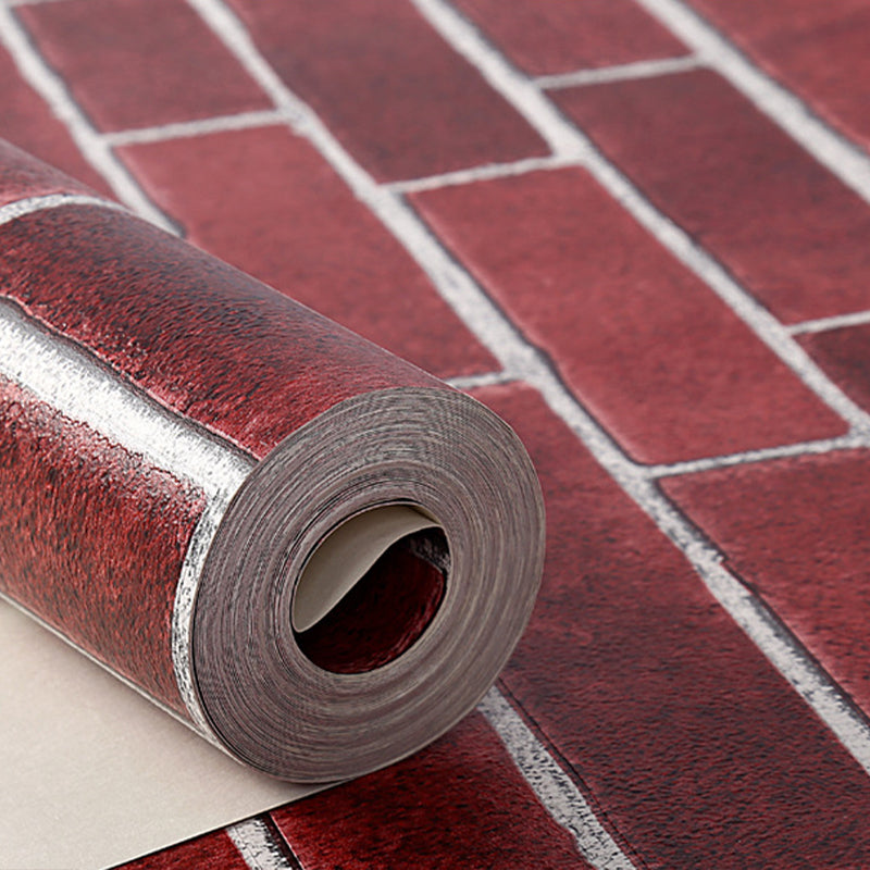 Brickwork Wallpaper Roll Dark Color Industrial Style Wall Decor for Sitting Room