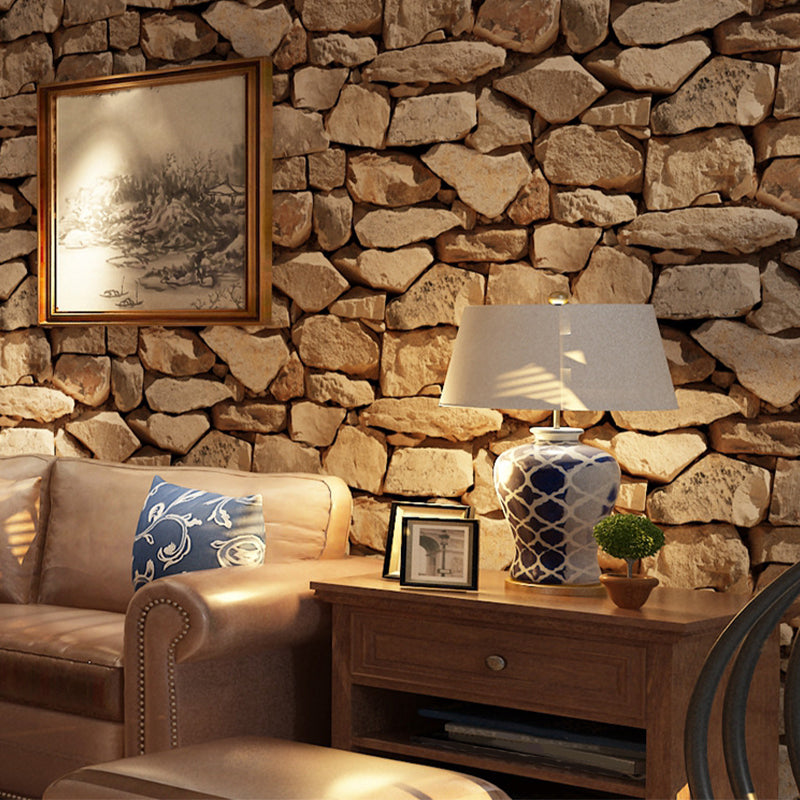 Steampunk Rocks Wallpaper Roll for Garage 57.1-sq ft Wall Art in Light Color, Washable