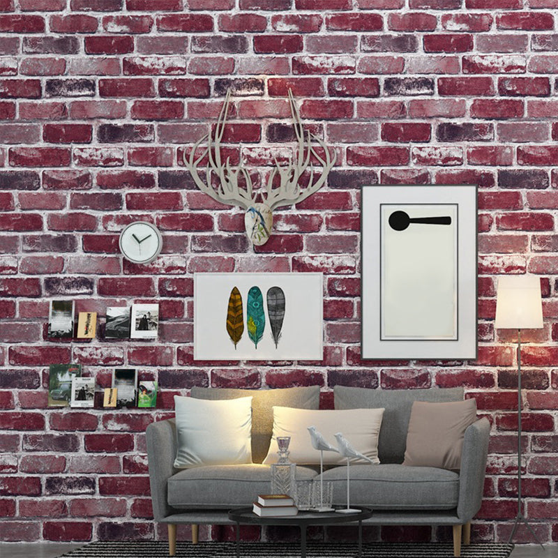 Moisture Resistant Brick Look Wallpaper 33' L x 20.5" W Rustic Wall Covering for Restaurant