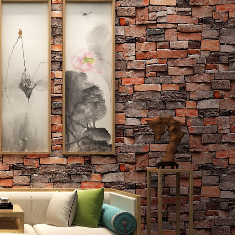 Smooth Dark Color Wallpaper Cyberpunk Stacked Brick Print Wall Art, 31' L x 20.5" W