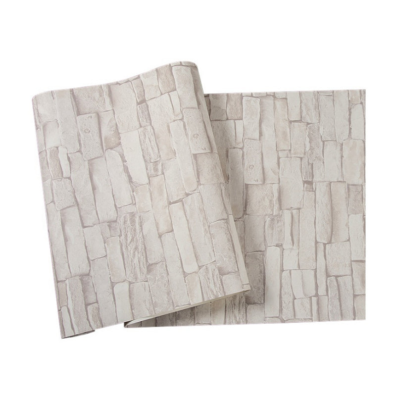 Rollo de papel tapiz de ladrillo de cabaña, arte de pared de color claro resistente al agua de PVC para sala de estar