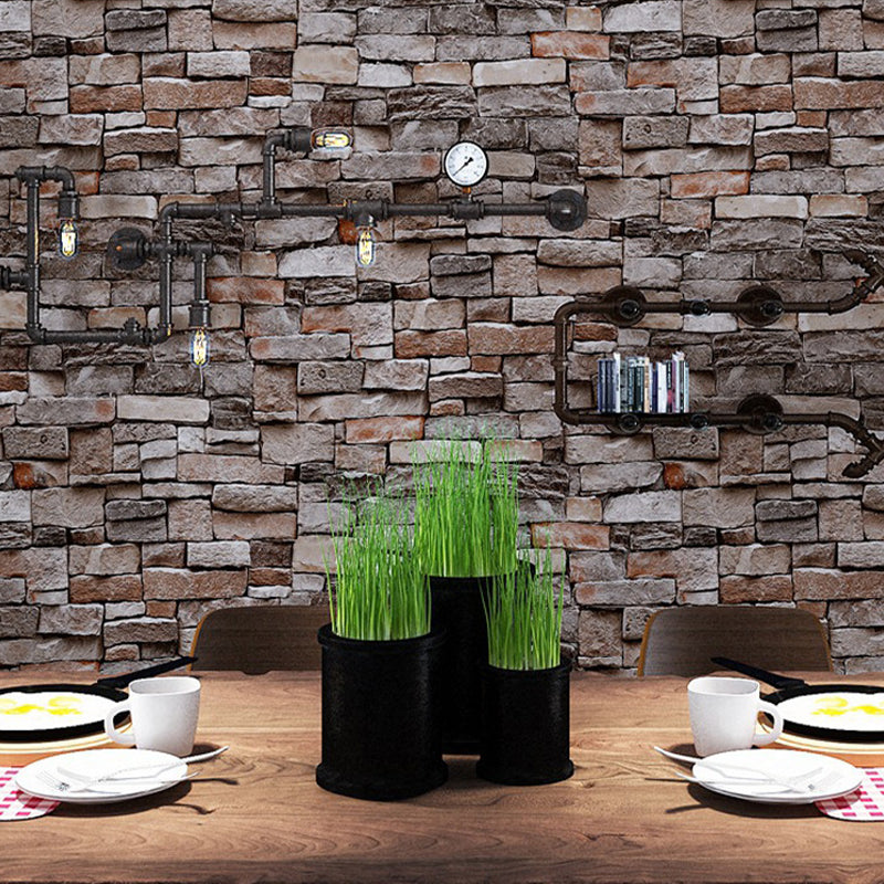 Dark Color Industrial Wallpaper Roll 33' L x 20.5" W Brick Wall Decor for House Interior
