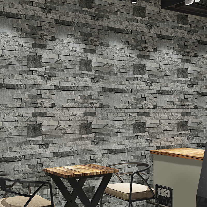 Steampunk Fake Brick Wallpaper Light Color Waterproofing Wall Covering for Restaurant