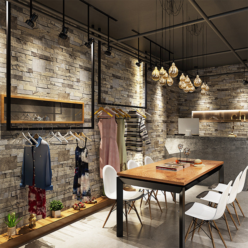 Steampunk Fake Brick Wallpaper Light Color Waterproofing Wall Covering for Restaurant