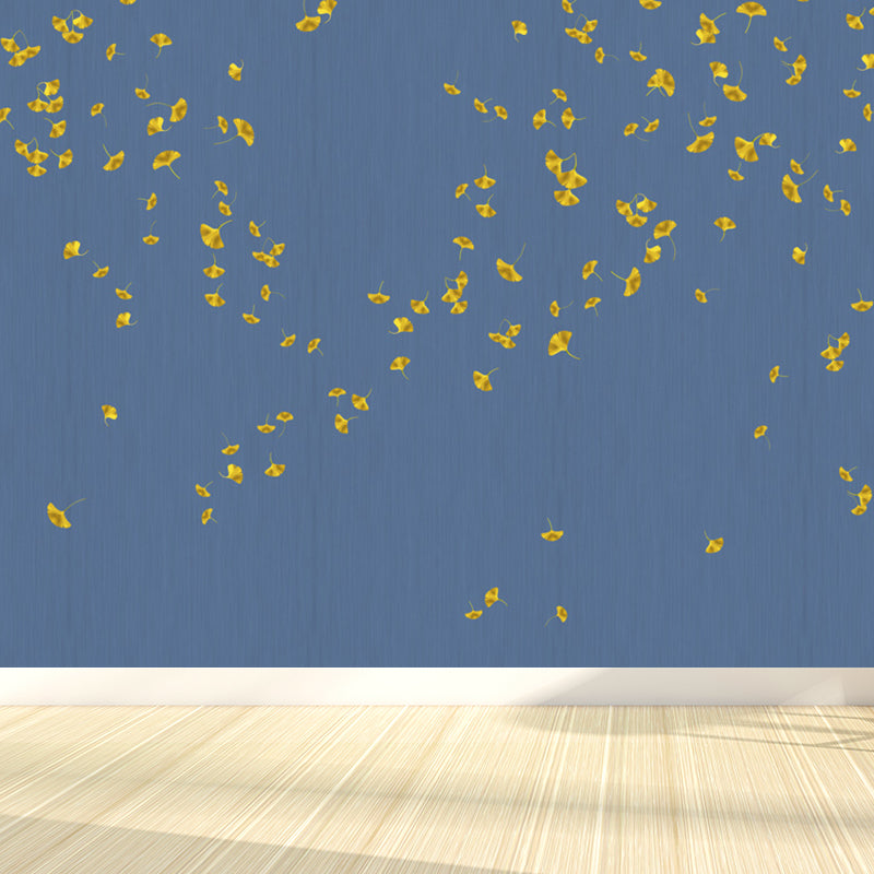 Pastel Color Leaves Mural Wallpaper Moisture-Proof Wall Covering for Living Room