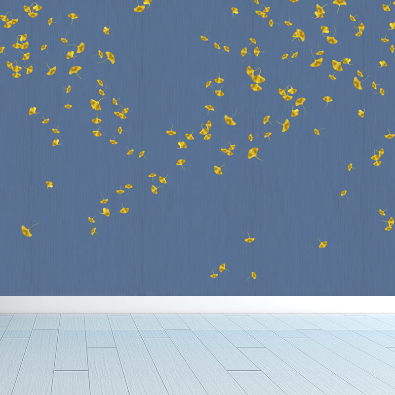 Pastel Color Leaves Mural Wallpaper Moisture-Proof Wall Covering for Living Room