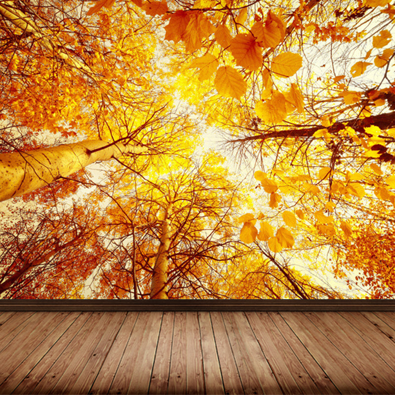 Pastel Color Leaves Mural Wallpaper Moisture-Proof Wall Covering for Living Room