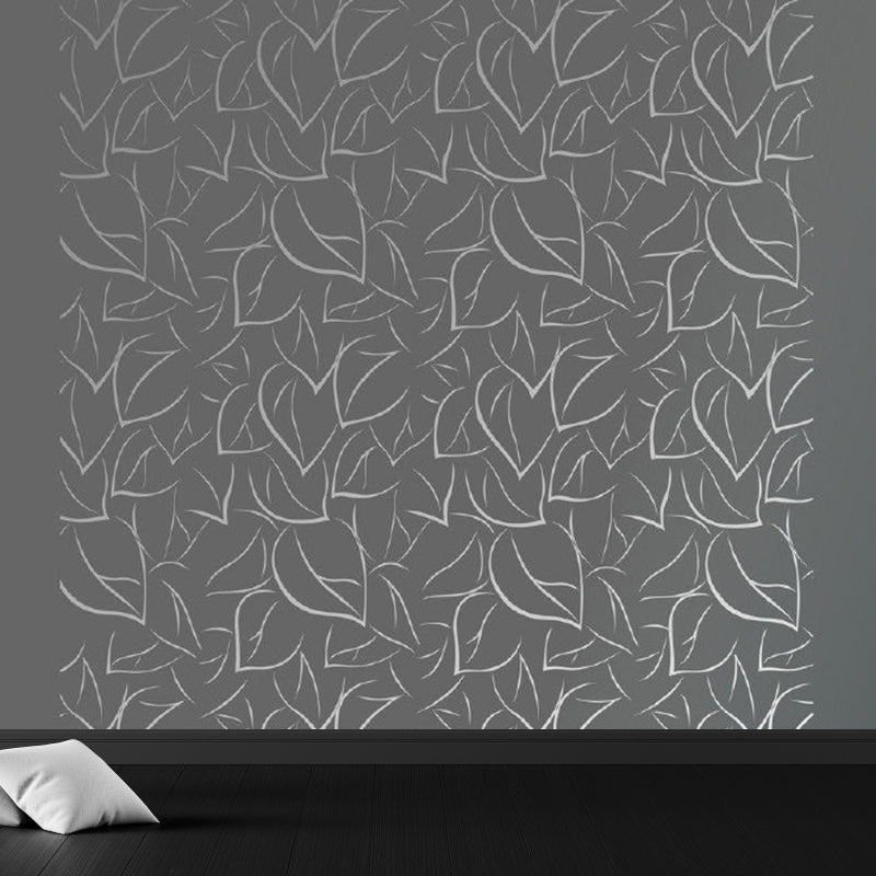 Stain Resistant Leaves Pattern Mural Non-Woven Modern Wall Decor for Girls Bedroom