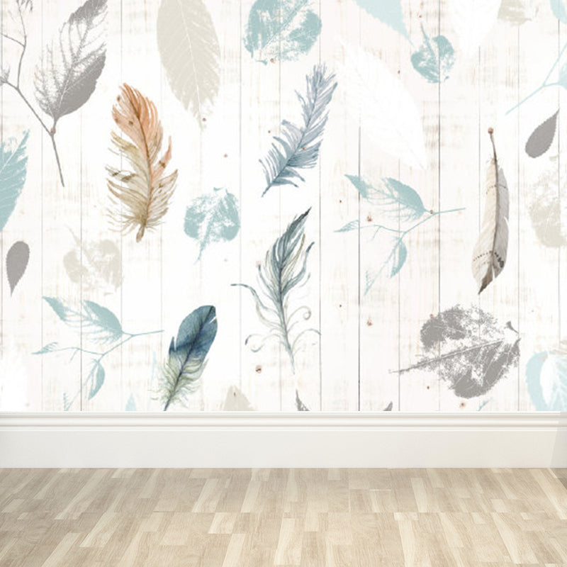 Various Leaves Wall Mural for Dining Room Illustration Wall Decor, Custom Printed