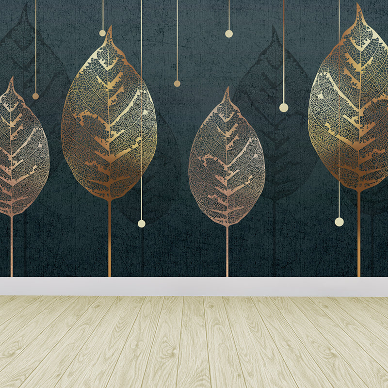 Huge Leaves Mural Decal for Bathroom Botanical Wall Art in Pastel Color, Moisture Resistant