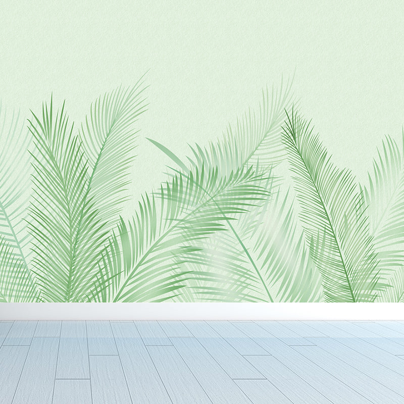 Huge Leaves Mural Decal for Bathroom Botanical Wall Art in Pastel Color, Moisture Resistant