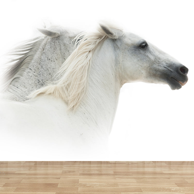 Modern Horse Wall Mural Non-Woven Stain Resistant Dark Color Wall Covering for Room