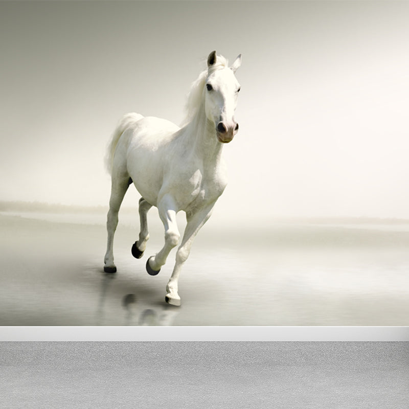 Contemporary Steed Wall Covering Mural in Dark Color Animal Wall Decor for Boys Bedroom