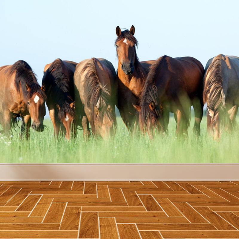 Contemporary Steed Wall Covering Mural in Dark Color Animal Wall Decor for Boys Bedroom