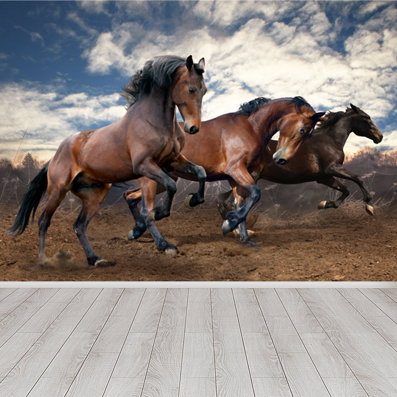 Big Horse Wall Paper Mural Stain Resistant Modern Family Room Wall Art, Custom Print