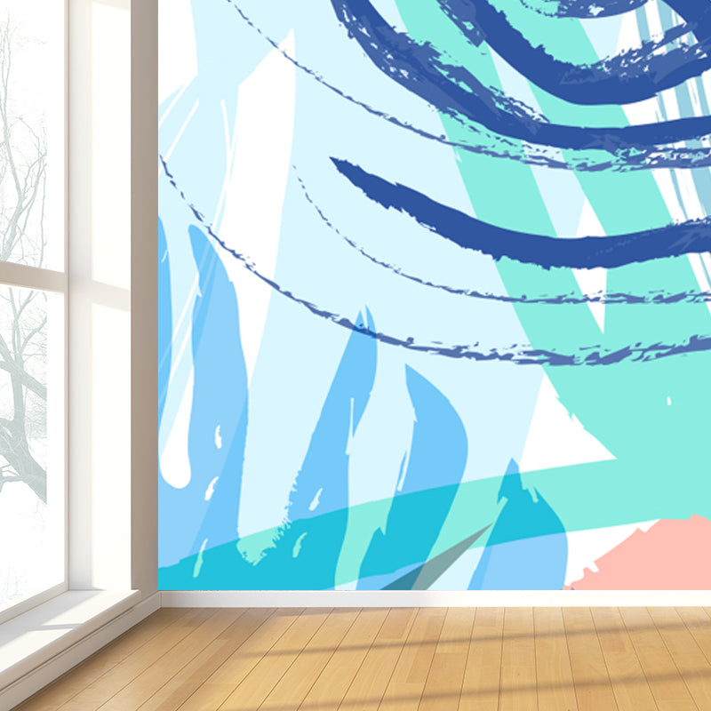 Decalcomania murale con stampa di foglie giganti Rivestimento murale in tessuto non tessuto multicolore per arredamento, dimensioni personalizzate