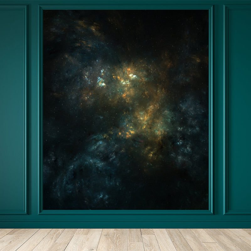 Space Milky Way Mural Wallpaper Contemporary Non-Woven Cloth Wall Art in Dark Color