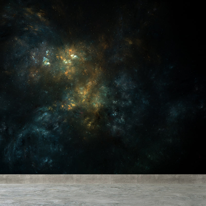 Space Milky Way Mural Wallpaper Contemporary Non-Woven Cloth Wall Art in Dark Color